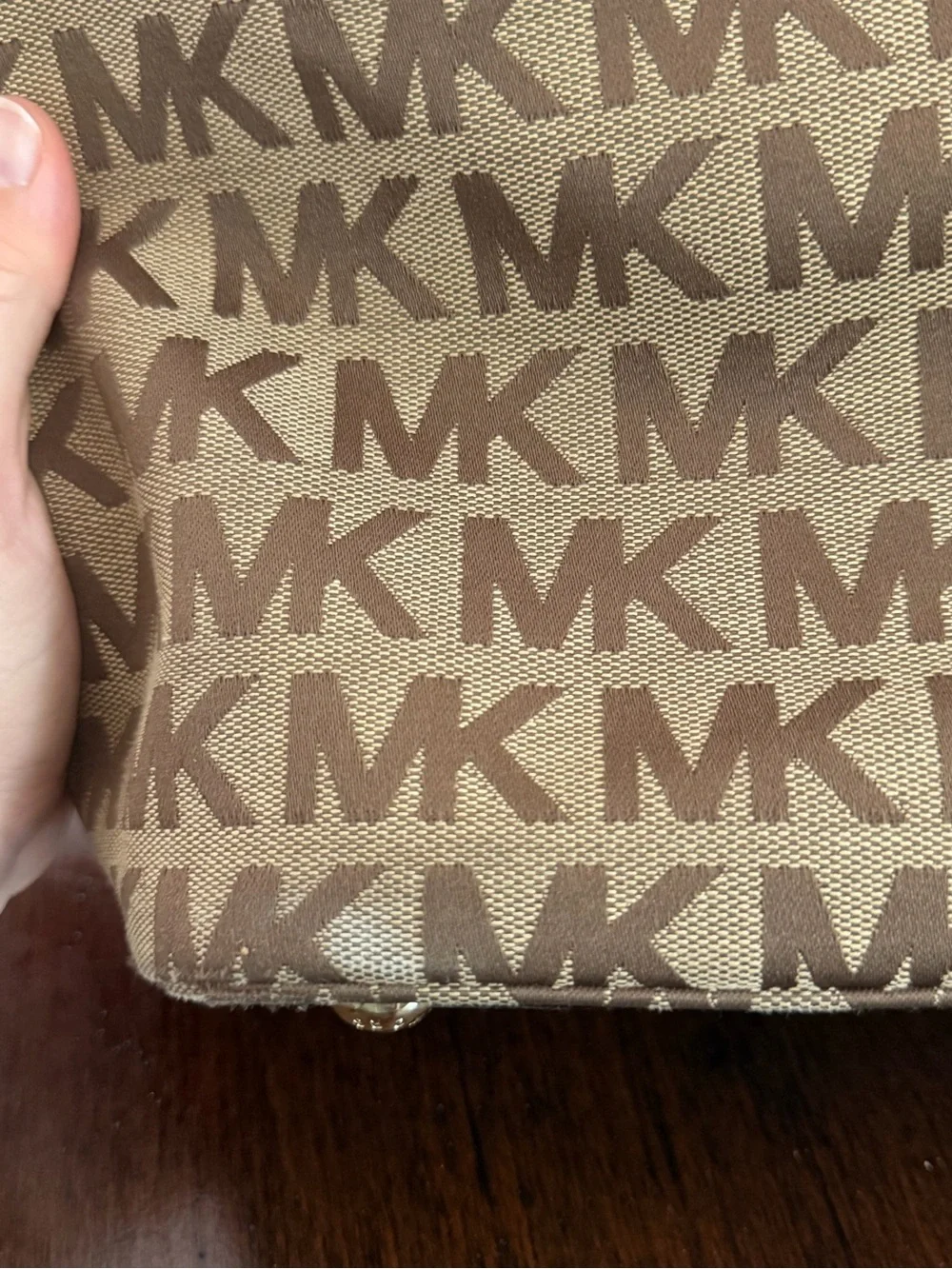 Michael Kors Beige and Brown MK Logo Tote